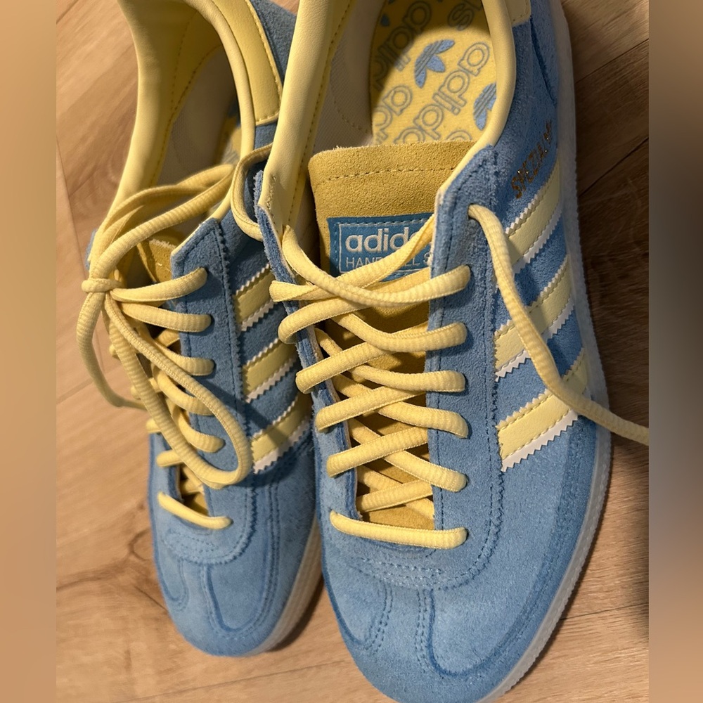 Adidas Handball Spezial Light Blue/Yellow with Yellow Laces Men’s 7.5/Womens 8.5 - Picture 14 of 14